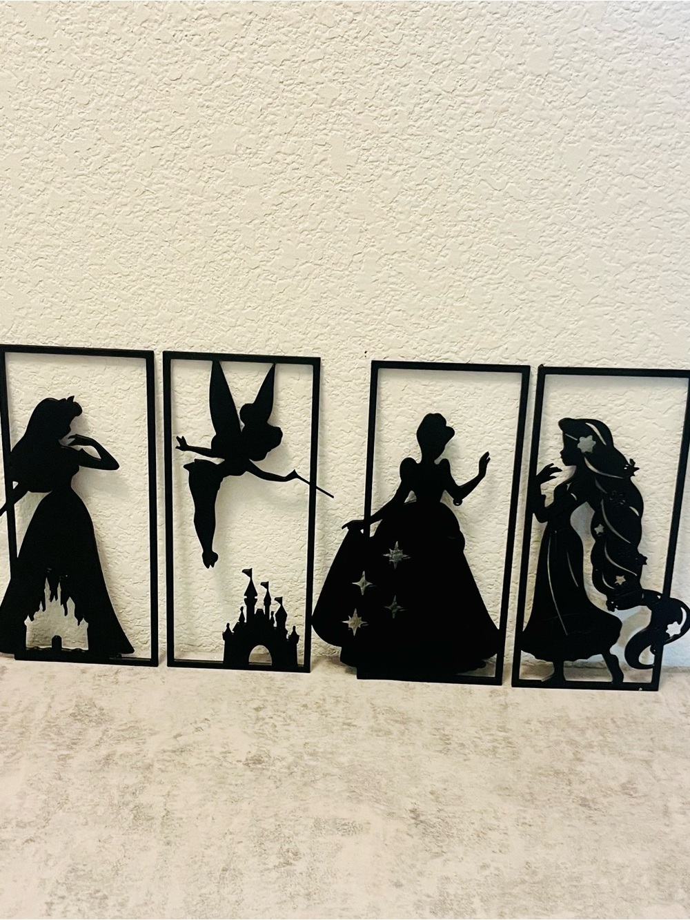 Black Disney Princess Silhouette Wall Art Set - 4 Panels